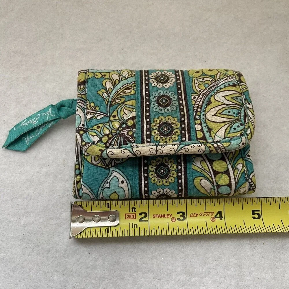 Vera Bradley Mini Trifold Wallet Peacock Turquoise Paisley Retired Pattern